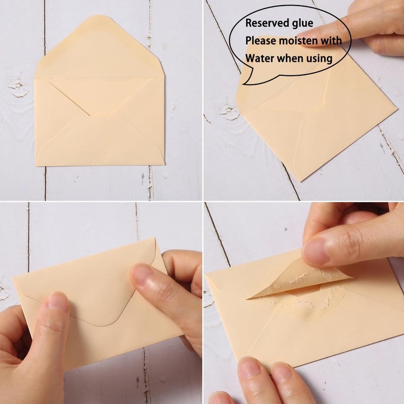 Toperd 100 Pack Mini Envelopes with Note Cards in 5 Colors for Wedding, Birthday, Baby Showers, 4 x 2.7 Inches (Brown) - Image 3